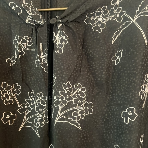 Tailored By Rebecca Taylor Black Floral Silk Dress Sz 16 - Picture 7 of 10